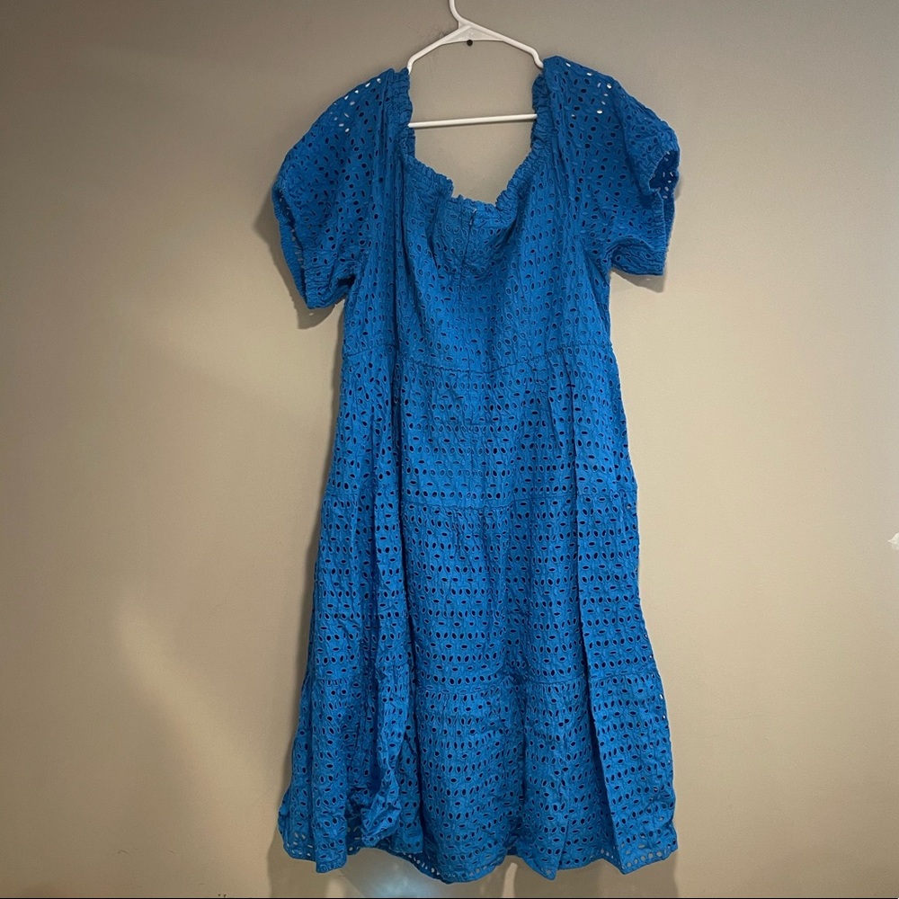 Lane Bryant Electric Blue Eyelet Tiered Dress-NWT Size 22 - Picture 3 of 6